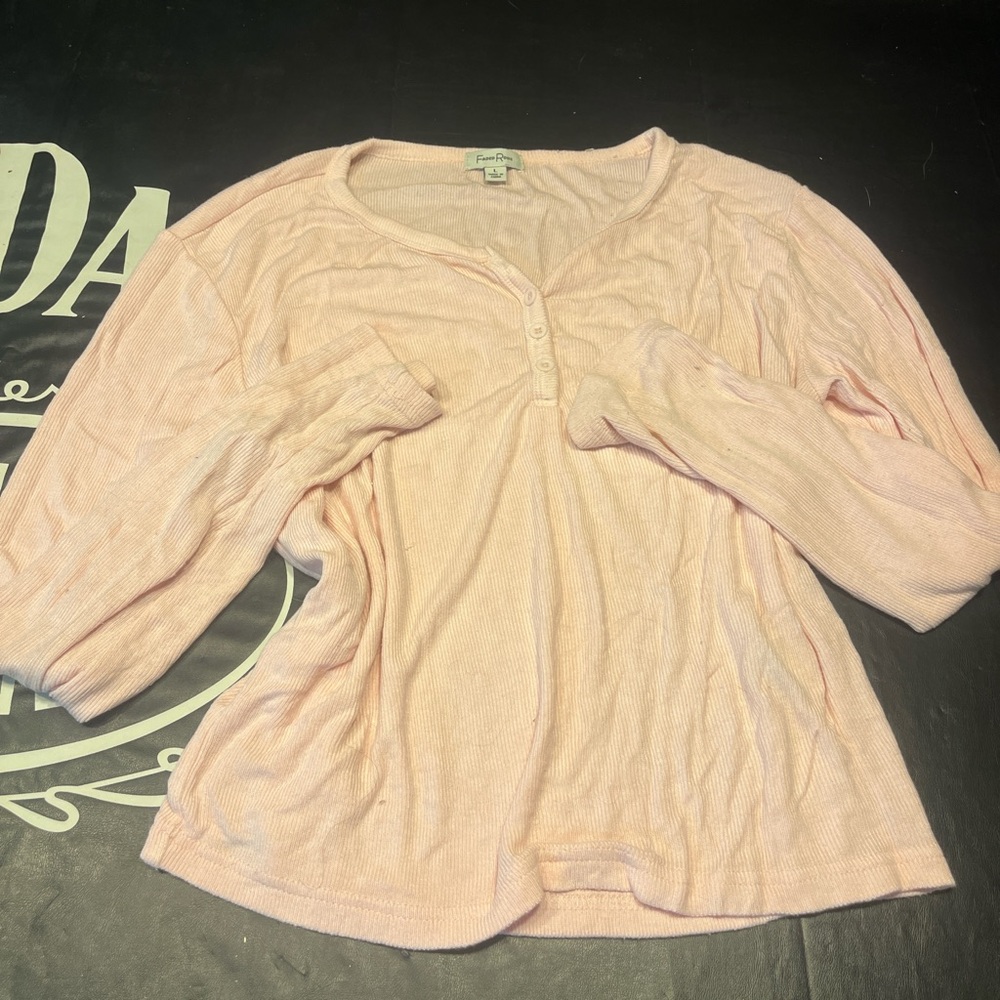 Free People Pink Long Sleeve Top